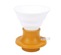 Sxhlseller Ceramic Pour Over Coffee Dripper, Immersion Style Manual Brewer with Heat-Resistant Silicone Base, Portable for Home & Office (Yellow)