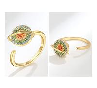 Sxhlseller Copper Anxiety Rings Adjustable Open Rings, Stress Relief Stackable, Suitable for Women and Men, Gold/Silver, for Concentration Therapy (A)