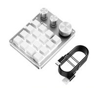 Sxhlseller Customizable 16 Key 3 Knob Ro Keyboard, Programmable USB Wired, Aluminum Alloy Knobs ABS Keycaps for Gaming Drawing Video Editing (White)