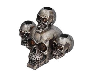 Sxhlseller Decorative Resin Skull Head Candlestick, Skeleton Candle Holder Stand, Dinner Skull Candlelight Decoration, Halloween Home Party Table Decoration