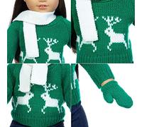 Sxhlseller Doll Winter Clothes, Doll Winter Outfits, Clothes Set, Unique Design Washable Foldable, With Sweater Trousers Scarf Gloves, For 16-18 Inch 18 Inch My Life As Our (Green)