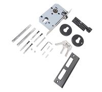 Sxhlseller Entry Door Handle with Lock and Key Sturdy for Bathrooms & Hotels with Large Knob for Easy Operation - Iron Alloy, Black