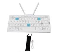 Sxhlseller Foldable Bluetooth Keyboard - Cordless Portable Rechargeable Keyboard, Tri Folding Keyboard for Android Tablet Phone Laptop (Silver White)