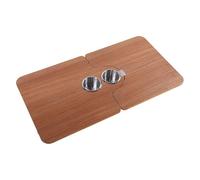 Sxhlseller Foldable Solid Wood RV Table Top, 750x395mm with 2 Cup Holders