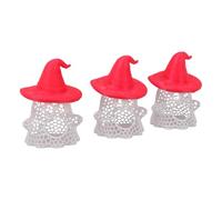 Sxhlseller Ghost Witch Fish Hammock for Betta | 3 Pack Floating Feeder Ring Shelter, Compact 3D Printed Fish Cave for Small Tank Aquarium Decor, Red Hat (Red Hat)