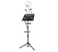Sxhlseller GMS-01 Portable Microphone Stand Live Streaming Stand for Phone Multifunctional Music with Storage Compartment and Aluminum Alloy Tubes Adjustable Height for Singing Recording Playing ABS