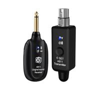Sxhlseller Guitar Wireless Transmitter Receiver Microphone Wireless System with XLR Zero Loss 24bit 48KHz 2.4GHz Frequency 100ft Range 10H Battery Low Latency for Concerts and Conferences ABS Black