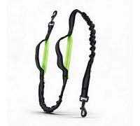Sxhlseller Hands Free Dog Leash, Adjustable Waist Belt Bungee Leash with Zipper Waist Bag for Running Hiking Jogging Biking (Black + Green)