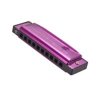 Sxhlseller High Purity Phosphor Bronze Key of C Harmonica Blues Mouthorgan ABS Reeds Mirror Design with Storage Case and Cloth for Family Day Gift Black (Purple)