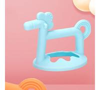 Sxhlseller Horse Teethers Toy Flexible Baby Teething Ring for Itchy Gums, Box Included for Hygiene, Food Grade Silicone Baby Teether (Blue)