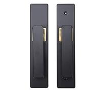 Sxhlseller Inside Door Slot Set, Lightweight Interior Exterior Made Entry Door Slot Lever Aluminum Alloy Quiet Versatile Complete with a Large Massive Button for Bathroom (Black+Gold)