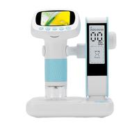 Sxhlseller Kids Professional Microscope Set Toy Timer 1080P HD Camera Bright Screen for Microscopic Exploration Handheld ABS Blue