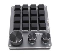 Sxhlseller Mechanical Macro Keyboard 16 Keys 3 Knobs with BT 2.4G Wired Modes - Custom Keypad with Red Switches LED Lights for Windows Shortcuts Editing Streaming Design (Black)