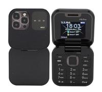 Sxhlseller Mini 2G Flip Cell Phone, 2 SIM Card Cell Phone for Seniors with LED Flashlight, HD Rear Camera, FM Radio, Blacklist, Speed Dial, Big Buttons (Black)