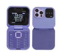 Sxhlseller Mini 2G Flip Phone for Seniors with Dual SIM, Large Buttons, LED Flashlight, HD Camera, FM Radio & Speed Dial - Purple