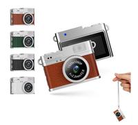 Sxhlseller Mini Keychain Camera, 1080P FHD Video Recorder 2MP Digital Camera with 0.96 Inch Color Screen & Flash Light 6 Filters, Rechargeable Small Retro Cameras for Travel Vlog (Brown)