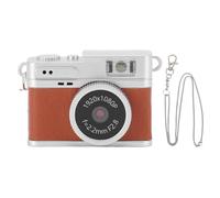 Sxhlseller Mini Retro Digital Camera 1080P FHD Keychain Cam with 0.96 Inch Color Display, LED Fill Light, Filters, USB-C, for Travel Vlogging Learning (Brown)