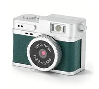 Sxhlseller Mini Vintage Camera 1080P with Built in 128GB Card, Pocket Sized Keychain Camera for Vlog, 0.96" Screen and LED Light Keychain, USB C Direct to Phone Transfer (Green)