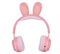 Sxhlseller Over Ear Bluetooth 5.0 Headset for Kids with Rabbit Ear Design and Dual Modes for Online Learning and Music (Pink)