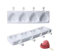 Sxhlseller Popsicles Mold Set, Ice Pop Mold, Silicone 4 Heart Ice Cream Oval Cake Pop Mold, for DIY Popsicles (Heart-Shaped)
