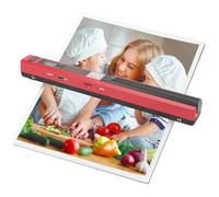 Sxhlseller Portable Handheld Document Scanner, A4 Image Wand with 900 DPI, Supports PDF JPEG, USB Mobile Scanning for Business Office, Battery Powered - Black (Red)