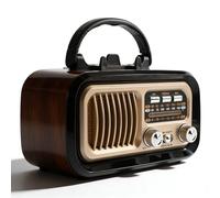 Sxhlseller Portable Vintage Decor Radio, Retro Bluetooth Speaker, Memory Card, USB Playback, Solar Battery Powered, Adjustable Antenna, Rechargeable AM FM Radio for Outdoor Camping (Black)