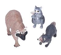 Sxhlseller Raccoon Figurine, Realistic Animal Model Toys, 3 Pieces for Children's Imaginative Play and Education
