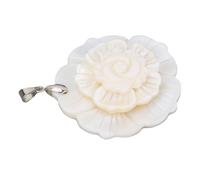 Sxhlseller Real Abalone Shell Pendant Necklace for Women, 3 Layered Seashell Flower Pendant, Handmade Ocean Jewelry Beach Style Gift, Silver Black Shell Fashion Accessories (White)