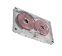 Sxhlseller Reel to Reel Blank Cassette Tape, 55-Minute Type I Normal Bias for Music Recording, Aluminum Alloy Frame & Metal Plated Wheels, Clear Case with Paper (Silver Frame Red Plate)