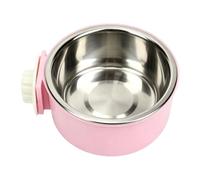 Sxhlseller Removable Stainless Steel Hanging Pet Bowl, Dual Function Cage Feeder with Secure Cross Lock Design for Small Dogs Cats Rabbits Birds Ferrets (Pink Small)