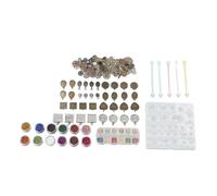 Sxhlseller Resin Jewelry Making Kit Easy Demould DIY Pendant Silicone Molds Reusable for Beginner, Versatile Tool Set for Creating Unique Art, Material: Silicone + Metal +ABS