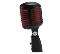 Sxhlseller Retro Dynamic Microphone - Vintage Cardioid Mic with Zinc Alloy Body & Self-Tensioning Swivel Rack for Live Performance, Karaoke & Studio Use (Black)