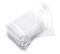 Sxhlseller Reusable Mesh Drawstring Bags 6x8 Inch 100 Pack | White PET Tulle Organza Gift Bags for Candy Storage Jewelry Organizer and Fruit Protection Bag (15 * 20cm)