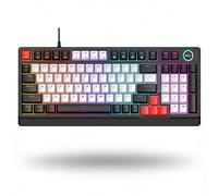 Sxhlseller RGB Mechanical Gaming Keyboard, 98 Key Hot Swappable with Blue Switch and Rotary Knob, Ergonomic Low Profile Design for PC Computer Gaming Typing Work (Black Gray Red)