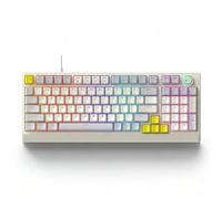 Sxhlseller RGB Mechanical Gaming Keyboard, 98 Key Hot Swappable with Blue Switch and Rotary Knob, Ergonomic Low Profile Design for PC Computer Gaming Typing Work (Gray Beige Yellow)