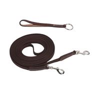 Sxhlseller Rotating Snap Buckle Horse Lunge Line | Cowhide Training Rope for Groundwork, Walking, Daily Use, Brown