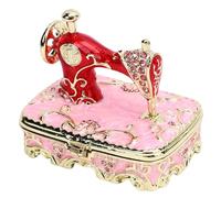 Sxhlseller Sewing Machine Jewelry Box, Compact Vintage Zinc Alloy Sewing Machine Table Top Ornament Excellent for Home (Pink)