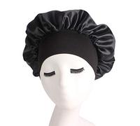 Sxhlseller Sleep Cap Comfortable Wide Head Band Hair Wrap for Women Stay All Night, Hat for Night Sleeping Curly Long Hair, Fabric in Multiple Colors (Black)