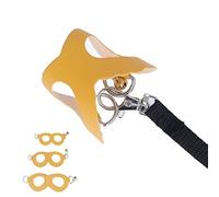 Sxhlseller Small Pet Hamster Harness and Leash Set, Soft Faux Leather Rat Walking Vest with Bells, Easy to Wear Adjustable Nylon Leash, 3 Sizes for Guinea Pig, Mouse, and Ferret (Yellow)
