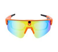 Sxhlseller Smart Cycling Glasses with 8MP Camera, 4K Video Recording Bluetooth Sports Goggles EIS Stabilization AI Voice Control for Hiking Skiing Outdoor Activities (Orange)