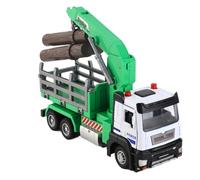 Sxhlseller Vivid Logging Truck Toy, 1:32 Log Vehicle Model with Light Music Effect, Teaching Tool for Children Over 6 Years Old (Green)