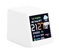 Sxhlseller WiFi Clock with LCD Display, DIY Programming Digital Clock, Stock Crypto Ticker Display with Calendar, Temperature, Weather Forecast for Home Office Desk Decor (White)