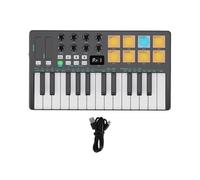Sxhlseller Wireless MIDI Keyboard Controller with 25 Velocity-Sensitive Keys and Customizable Control for Mobile DAW Production Easy Connectivity (Black)