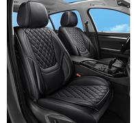 SXIKIN Black Luxury Nappa Leather Car Seat Covers, Universal Fit, Waterproof Non-slip, Compatible with Airbags, Easy to Clean and Install, Full Set for Most Cars, SUVs, Trucks, Pick-ups