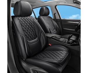 SXIKIN Black Luxury Nappa Leather Car Seat Covers, Universal Fit, Waterproof Non-slip, Compatible with Airbags, Easy to Clean and Install, Full Set for Most Cars, SUVs, Trucks, Pick-ups