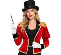 Sxiwei Circus Ringmaster Costume for Women Gothic Steam Drummer Costume | Trapeze Artist Circus Acrobat Costume,Lion Tamer Cosplay Outfits,Notched Lapel Velvet Coat,Long Sleeve,Cheerleading Outfits