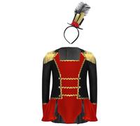 Sxiwei Girls Circus Costume Ringmaster Dance Jumpsuit with Mini Hat Black 7-8 Years