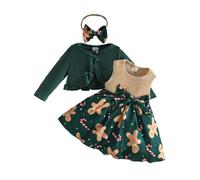 Sxiwei Girls Infant Baby Santa Claus 3pcs Christmas Outfit Set Newborn Dresses Dark Green 6-9 Months