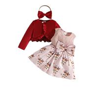 Sxiwei Girls Infant Baby Santa Claus 3pcs Christmas Outfit Set Newborn Dresses Pink 18-24 Months
