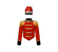 Sxiwei Kids Boys 2PCS Drum Major Team Uniform Drummer Performance Costume Marching Band Tassel Jacket A Red 3-4 Years